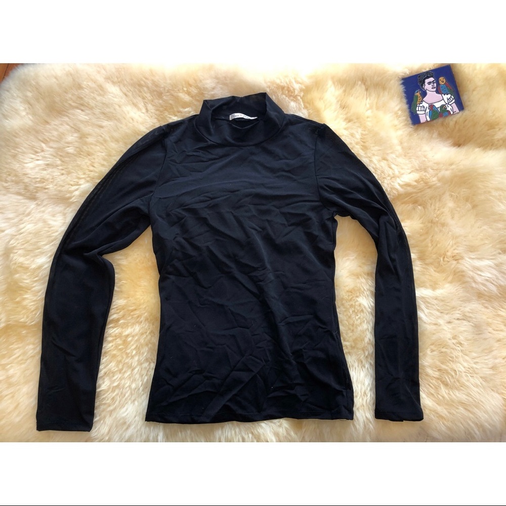sheer, mock neck shirt // small